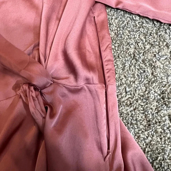 CATHERINE MALANDRINO TOP DUSTY ROSE PINK LONG SLEEVE BLOUSE PEPLUM SIZE XS - Picture 4 of 10